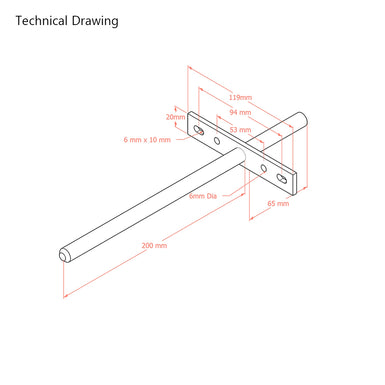 200mm Heavy Duty Long Concealed / Invisible / Hidden Floating Shelf Support Bracket