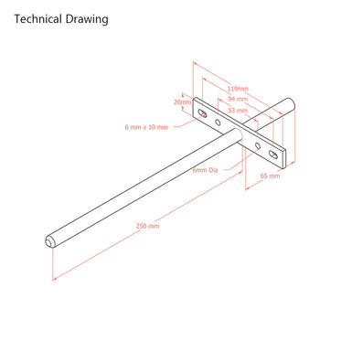 250mm Heavy Duty Long Concealed / Invisible / Hidden Floating Shelf Support Bracket