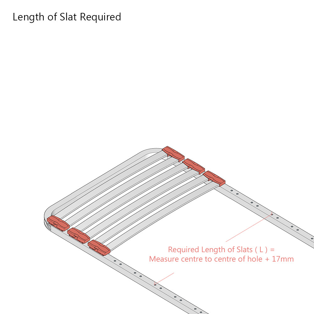 38mm x 8mm Single Row Sprung Bed Slat Kit with Premium Side Holders for Metal Tubular Bed Bases