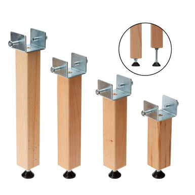 Wooden Adjustable Bed Centre Rail Support Feet with Integrated Metal U Bracket