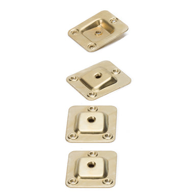 M8 Furniture Leg Connecting Plates - 10 Degree Angled - 58mm x 68mm Brass Plated (set of 4)