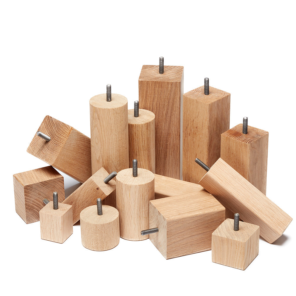 Customised Oak Furniture Feet Offered in Various Heights and Fittings