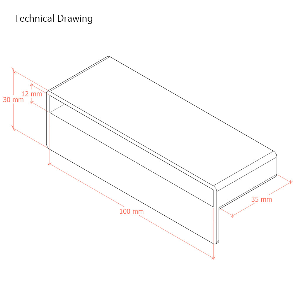 100mm x 12mm Sprung Bed Slats Cap Holders with Lip - 35mm Depth