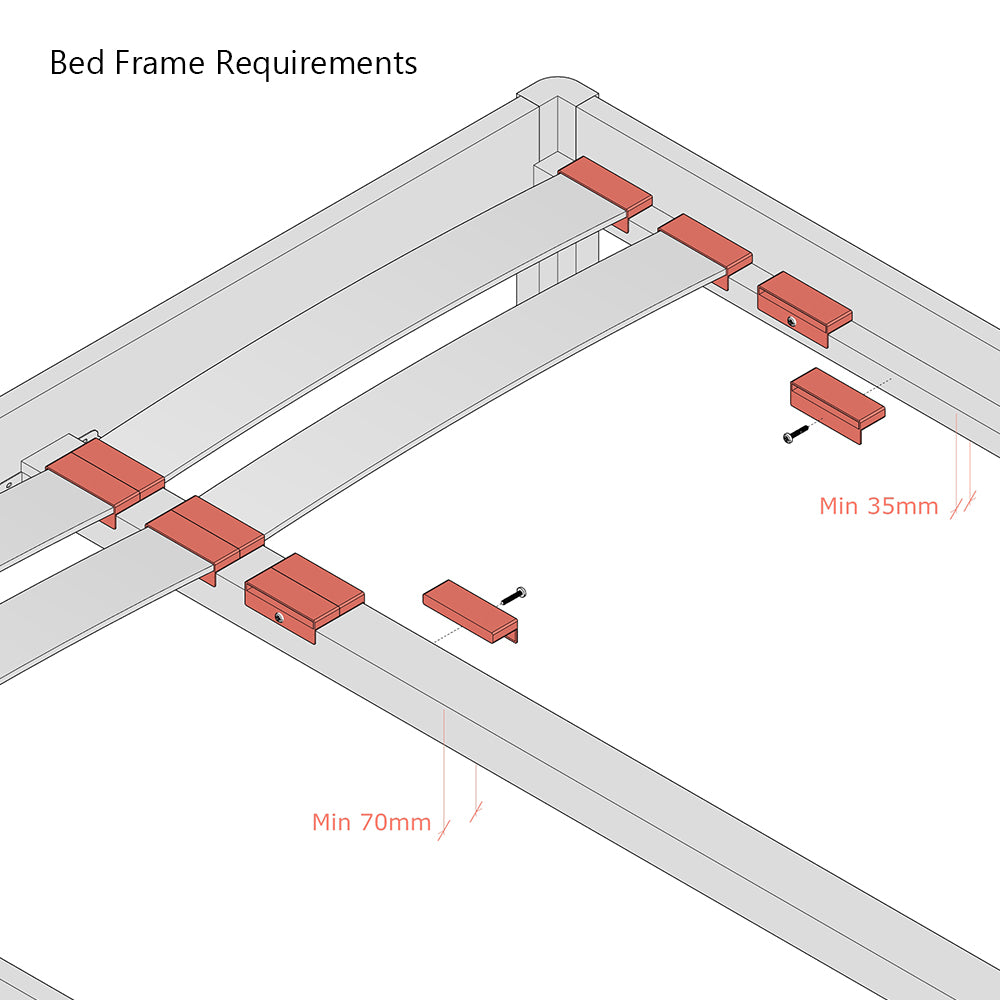 100mm x 12mm Sprung Bed Slats Cap Holders with Lip - 35mm Depth