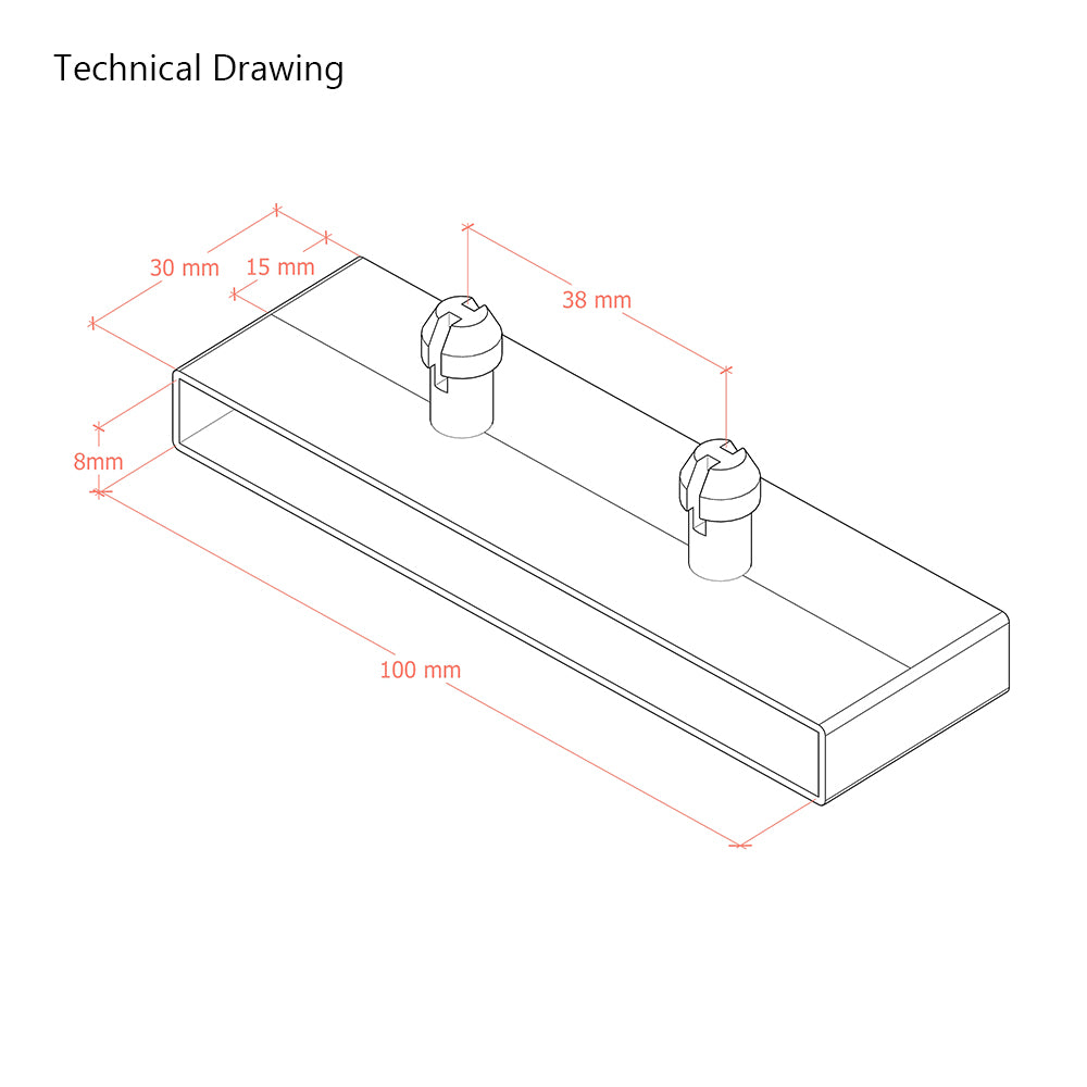 100mm x 8mm Sprung Bed Slat Holder | 2 Prong (38mm Prong Centres)