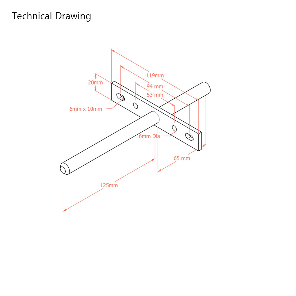 125mm Heavy Duty Long Concealed / Invisible / Hidden Floating Shelf Support Bracket