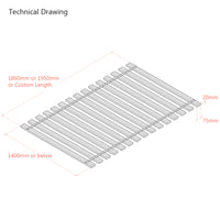 140cm Solid Beech Flat Bed Slat for European Double Size Beds - Webbed Sets