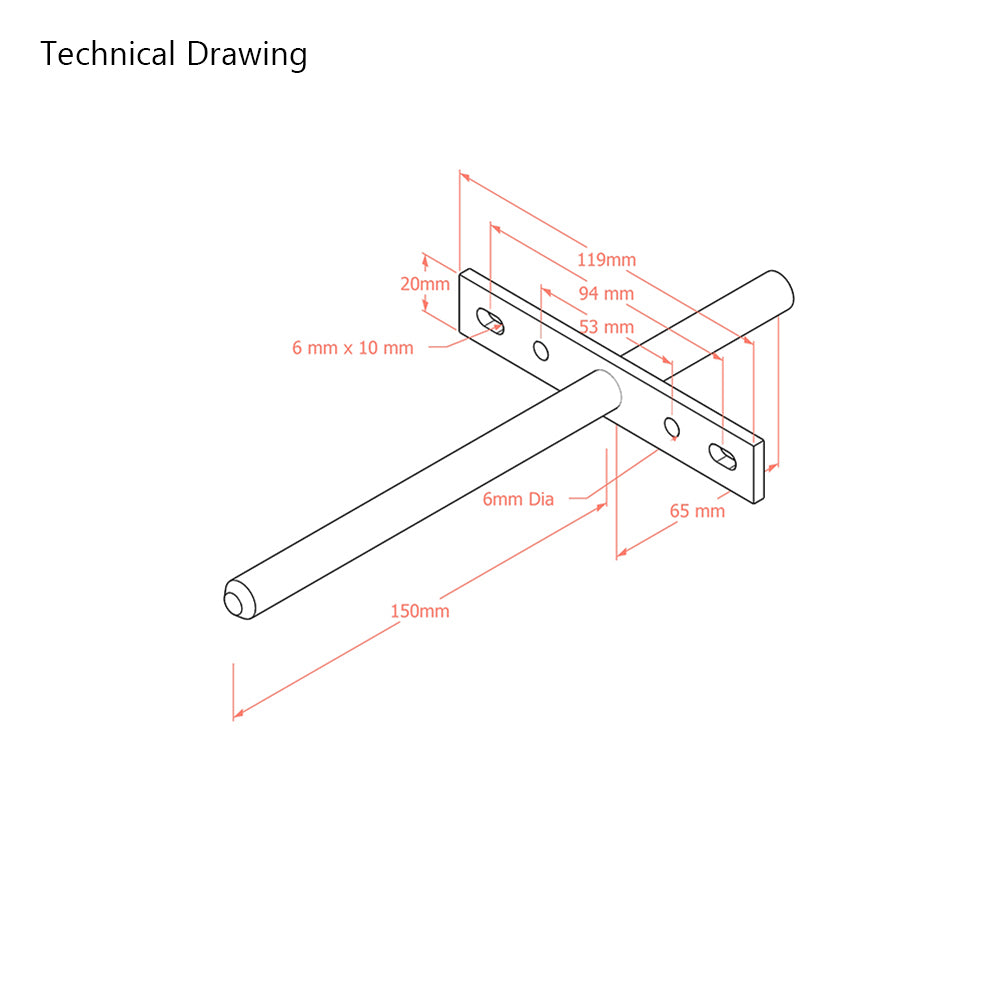 150mm Heavy Duty Long Concealed / Invisible / Hidden Floating Shelf Support Bracket