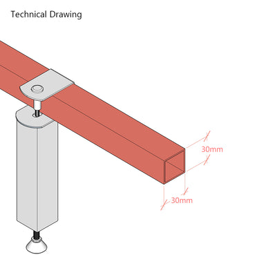 Adjustable Bed Centre Support Leg for W:30mm x H:30mm Central Rail