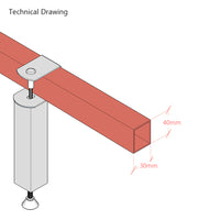Adjustable Bed Centre Support Leg for W:30mm x H:40mm Central Rail