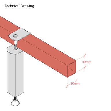 Adjustable Bed Centre Support Leg for W:30mm x H:40mm Central Rail