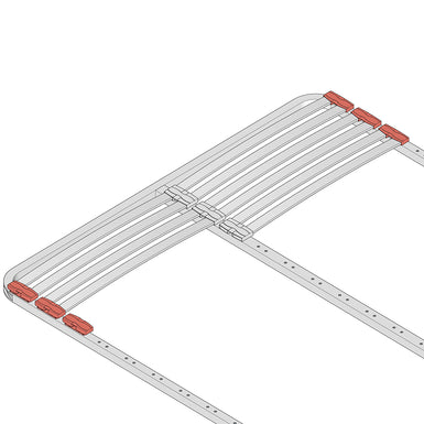 38mm x 8mm Twin Pocket Premium Sprung Bed Slat Holders for Side Rails | 2 Prong (38mm Prong Centres)