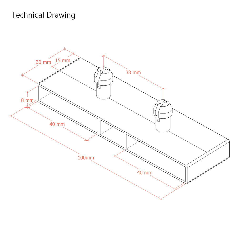38mm x 8mm Twin Sprung Bed Slats Holders | 2 Prong (38mm Prong Centres)