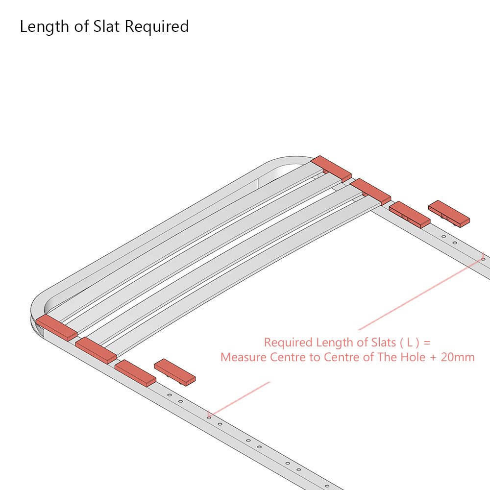 38mm x 8mm Single Row Sprung Bed Slat Kit with Standard Side Holders for Metal Tubular Bed Bases