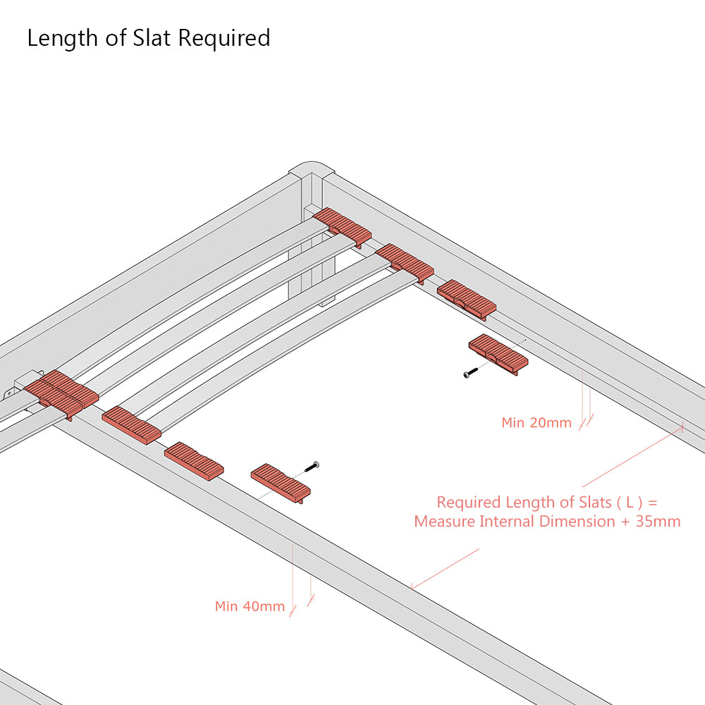 38mm x 8mm Double Row Sprung Bed Slat Kit with Standard Twin Holders for Wooden Bed Frame