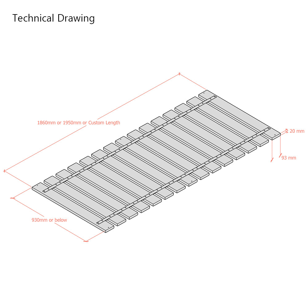 3ft Premium Pine Bed Slats Set for Single beds - Webbed Sets