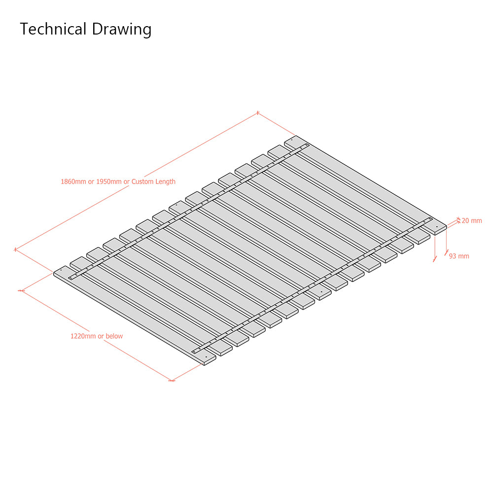 4ft Premium Pine Bed Slats Set for Small Double beds - Webbed Sets