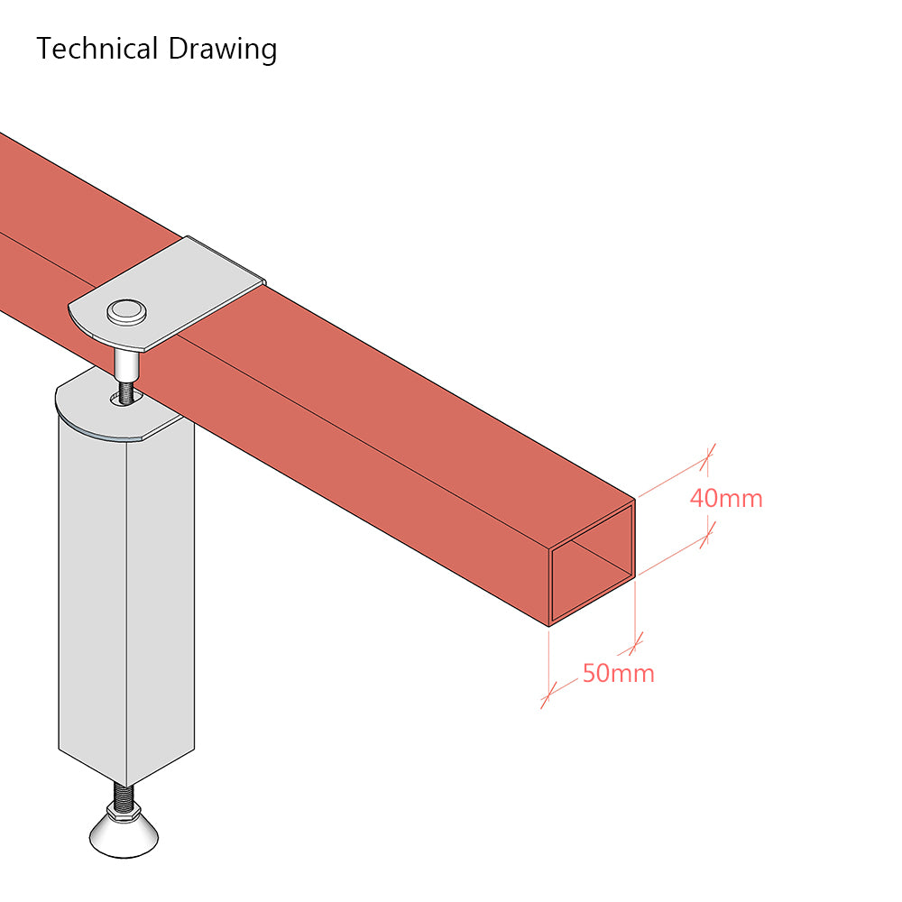 Adjustable Bed Centre Support Leg for W:50mm x H:40mm Central Rail