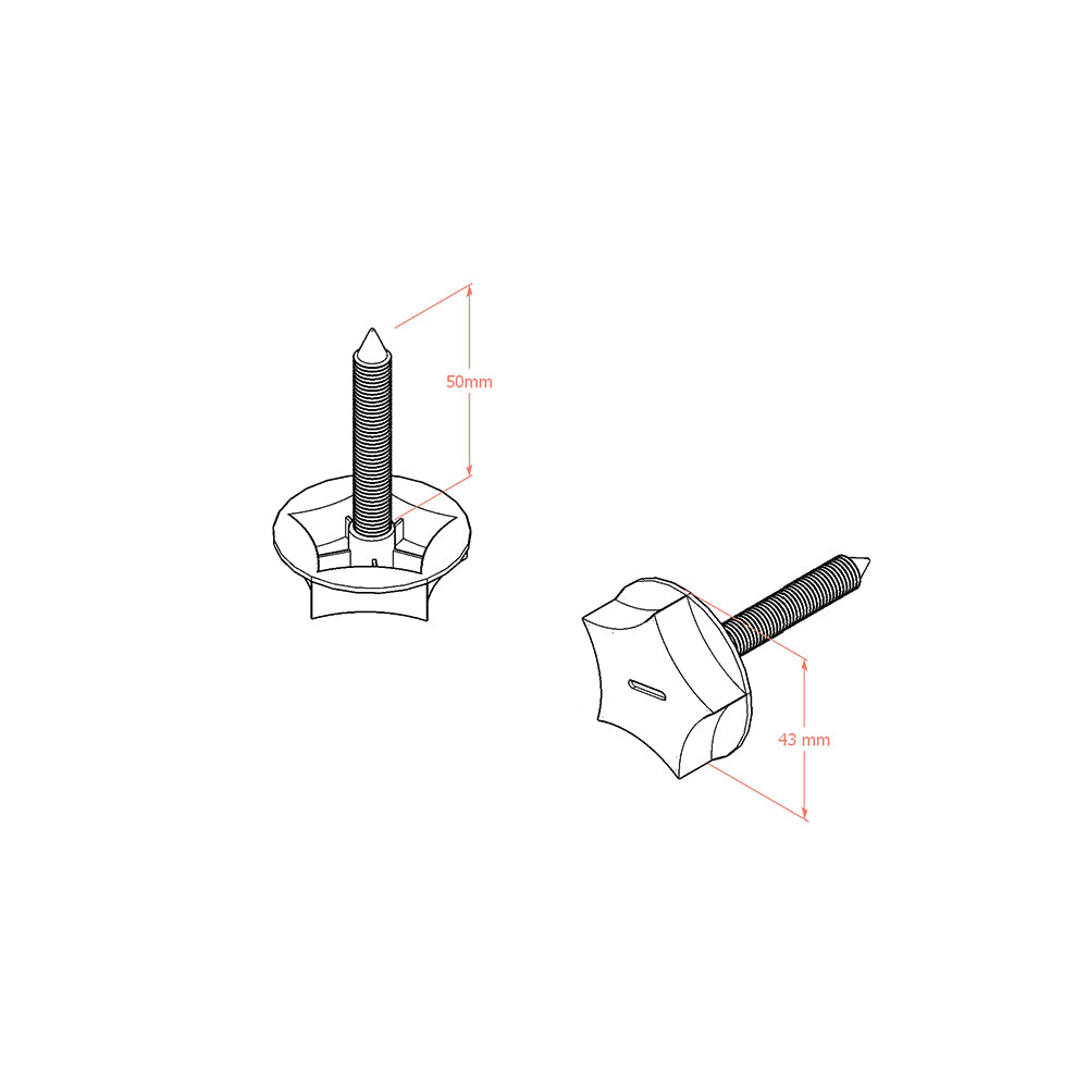 5/16th Imperial Thread Bed Bolts for Headboards - Standard 50mm (Pair)