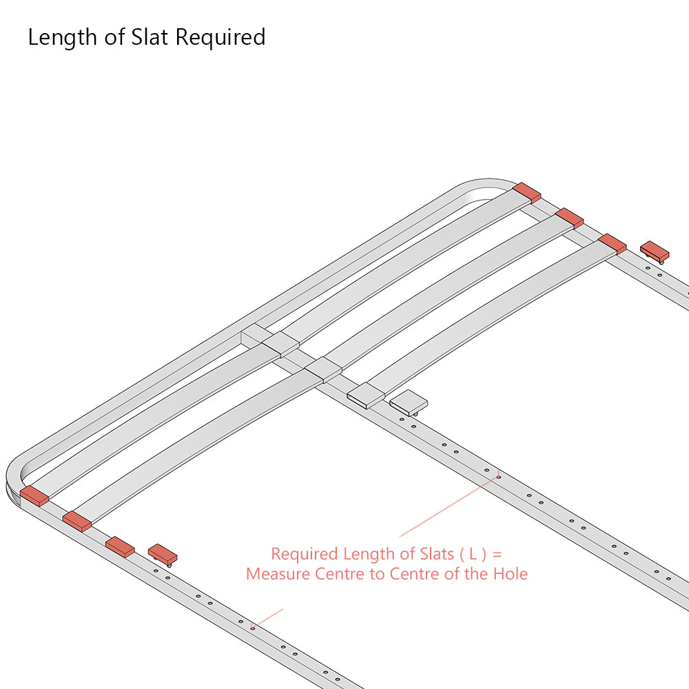 53mm x 8mm Double Row Sprung Bed Slat Kit with Side and Centre Holders for Metal Tubular Bed Bases