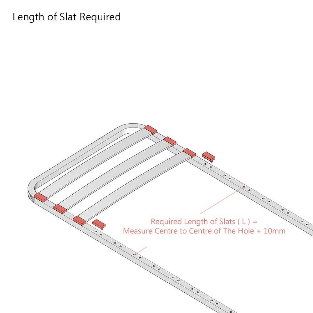 53mm x 8mm Single Row Sprung Bed Slat Kit with Two Prong Side Holders for Metal Tubular Bed Bases