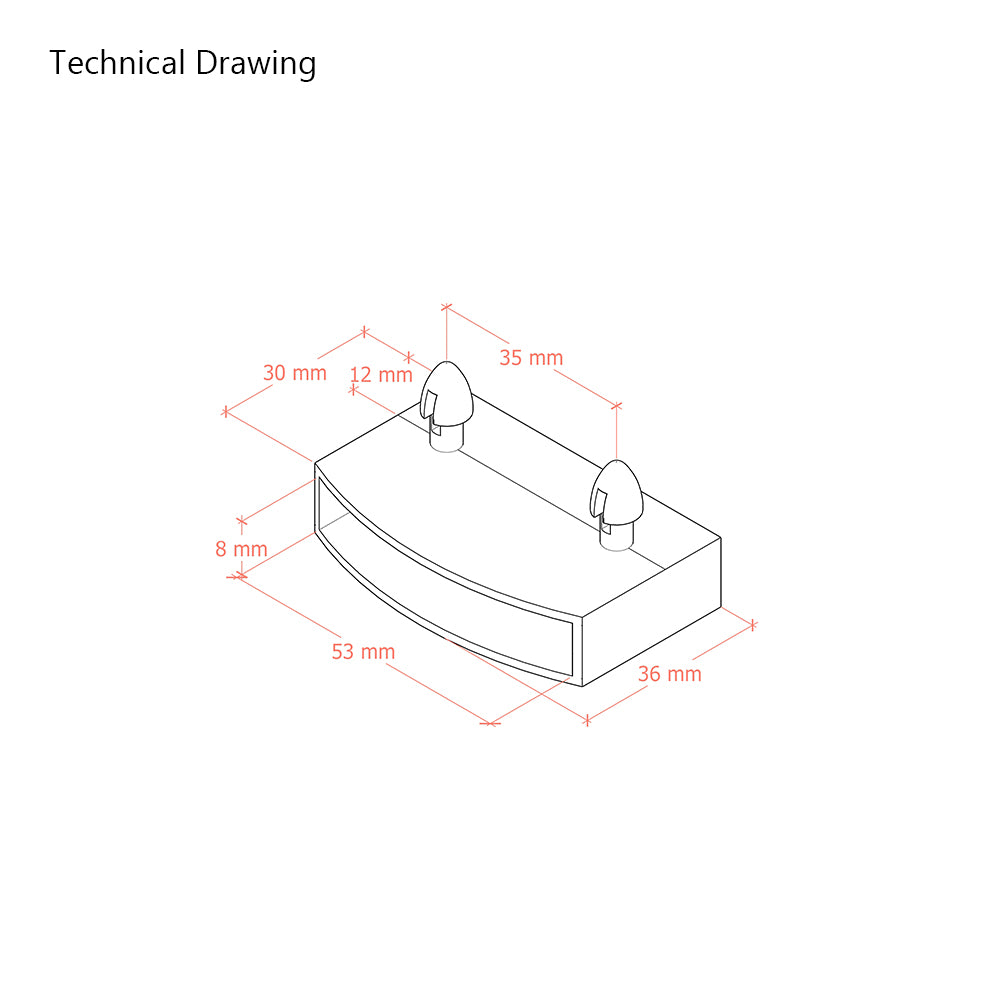 53mm x 8mm Sprung Bed Slat Side Holders | 2 Prongs (35mm Prong Centres)