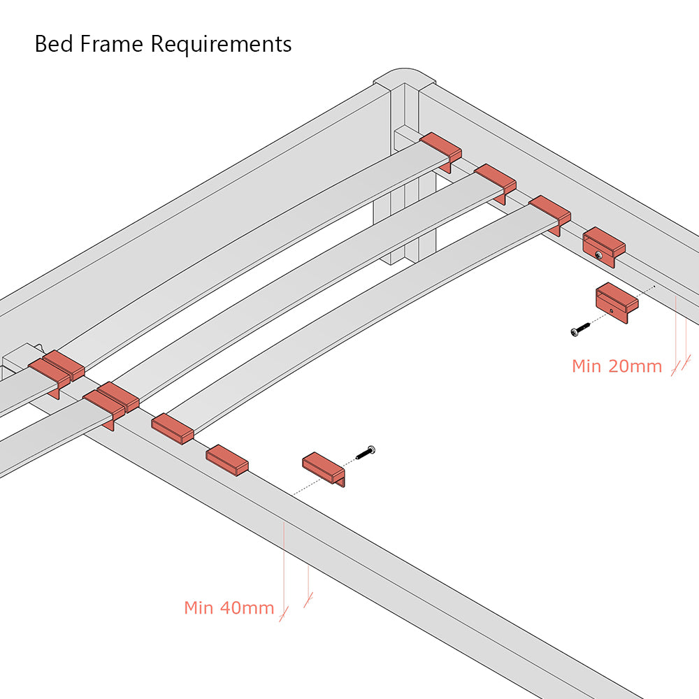 53mm x 8mm Sprung Bed Slats Holders with lip