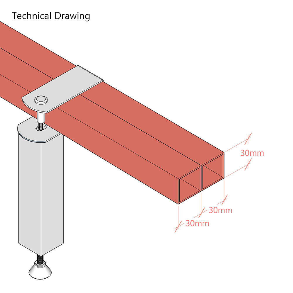 Adjustable Bed Centre Support Leg for W:60mm x H:30mm Central Rail