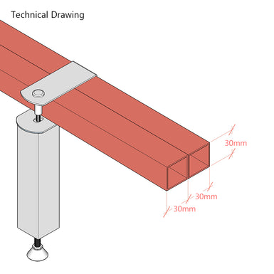 Adjustable Bed Centre Support Leg for W:60mm x H:30mm Central Rail
