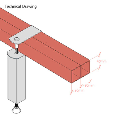 Adjustable Bed Centre Support Leg for W:60mm x H:40mm Central Rail