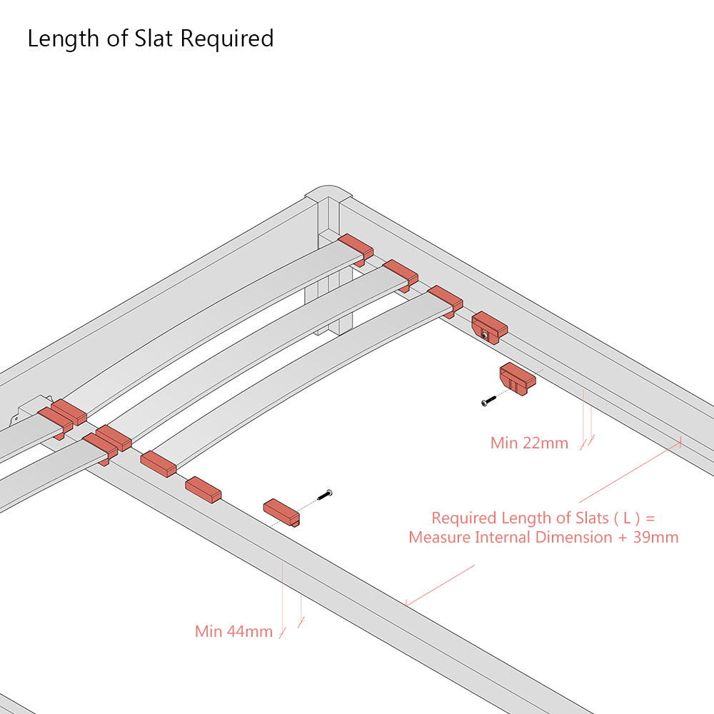 63mm x 12mm Extra Wide Single Row Sprung Bed Slat Kit with Standard Holders for Wooden Bed Frame
