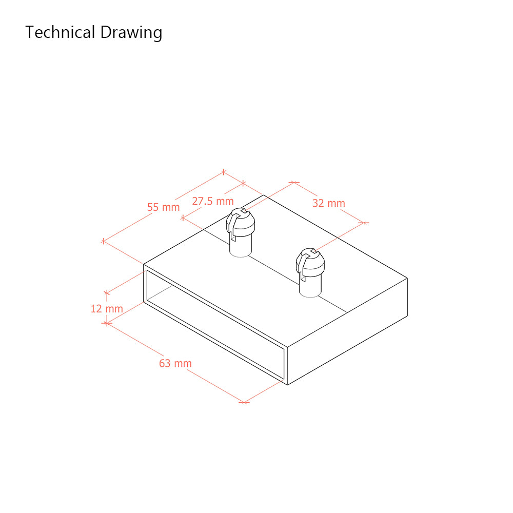 63mm x 12mm Sprung Bed Slat Holder Centre Rail | 2 Prongs (38mm Prong Centres)