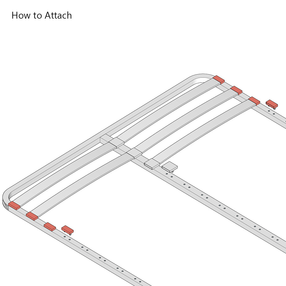 63mm x 12mm Sprung Bed Slat Holder for Side Rails | 2 Prongs (38mm Prong Centres)