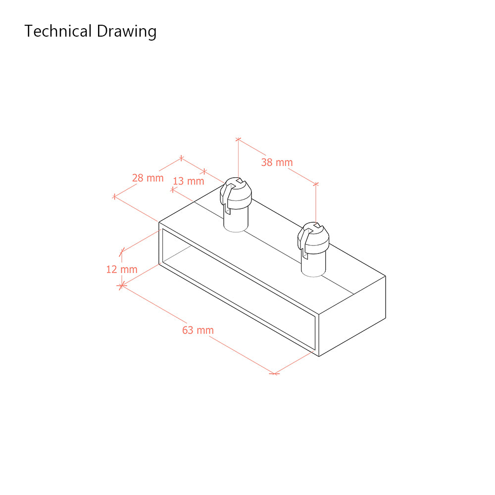 63mm x 12mm Sprung Bed Slat Holder for Side Rails | 2 Prongs (38mm Prong Centres)