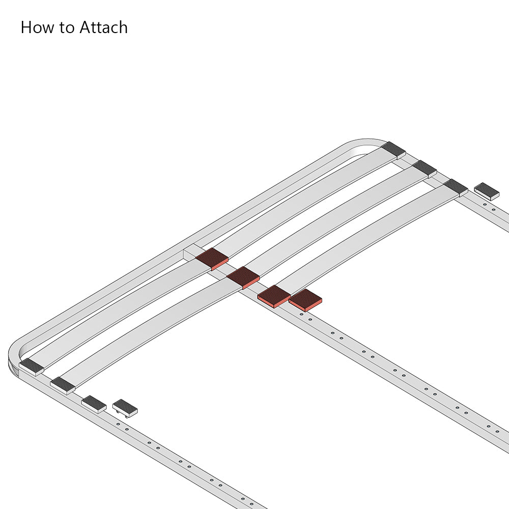 63mm x 8mm Sprung Bed Slat Cap Holder For Centre Rail | 2 Prongs (35mm Prong Centres)