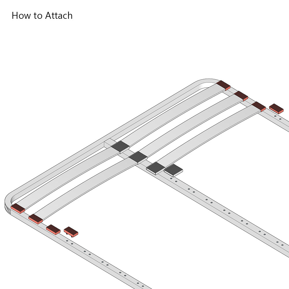 63mm x 8mm Sprung Bed Slat Cap Holder For Side Rails | 2 Prongs (35mm Prong Centres)