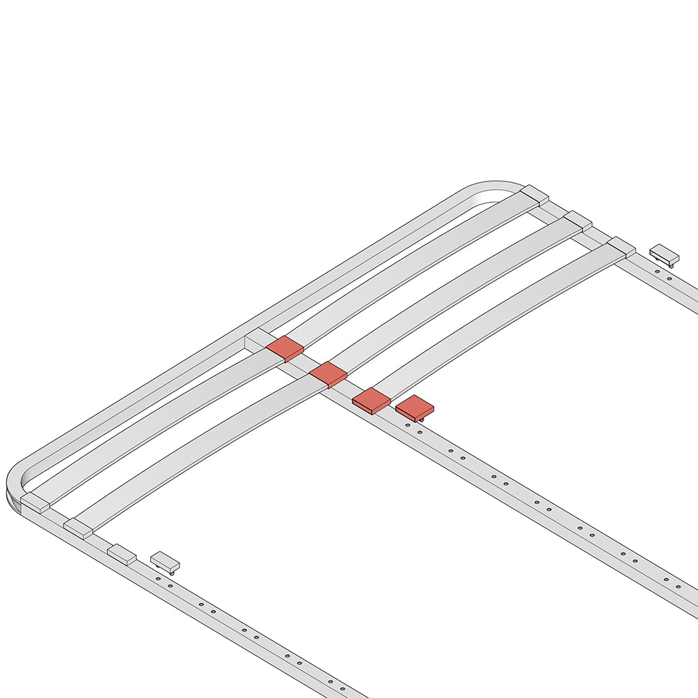 63mm x 8mm Sprung Bed Slat Holder For Centre Rails | 2 Prongs (38mm Prong Centres)