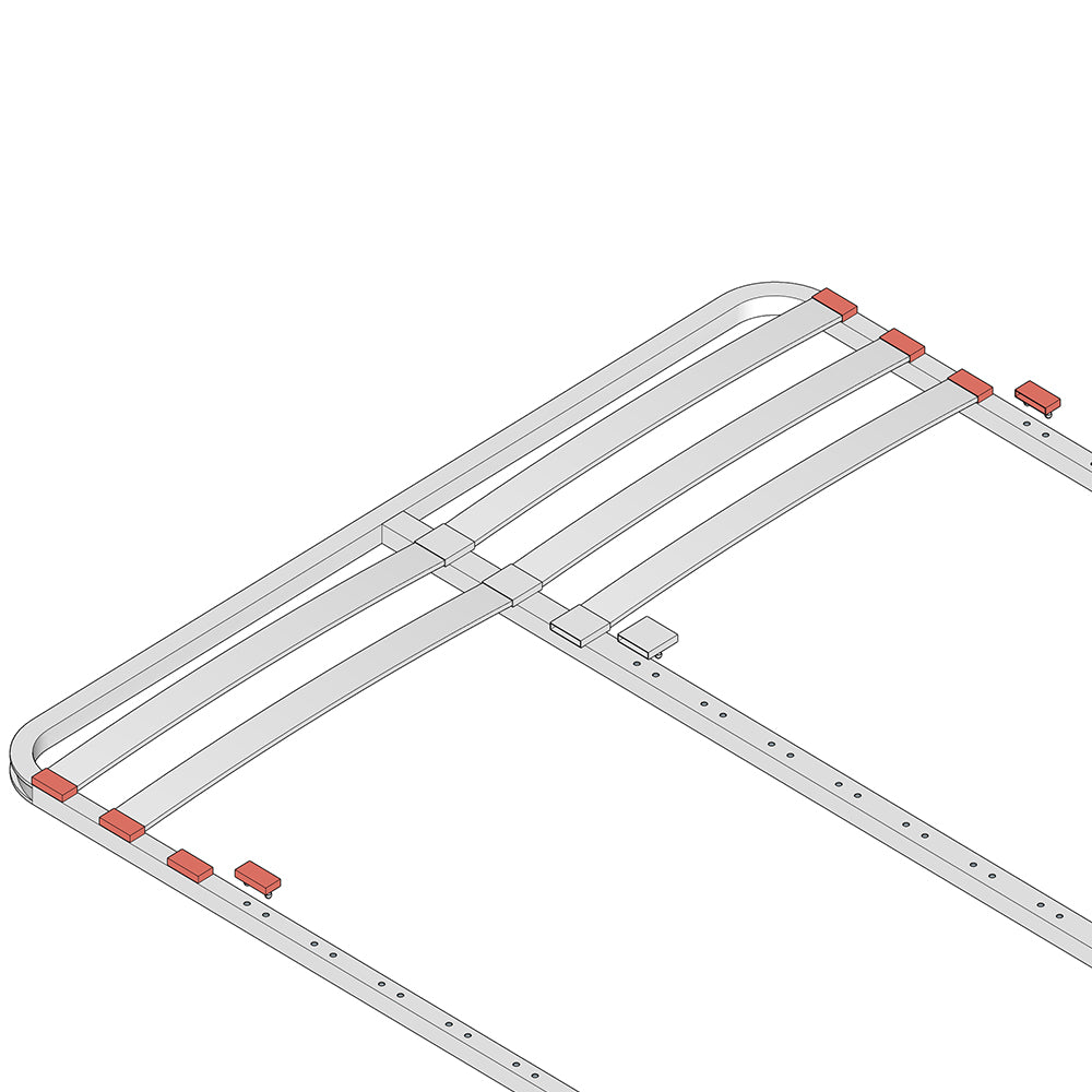 63mm x 8mm Sprung Bed Slat Holder For Side Rails | 2 Prongs (38mm Prong Centres)