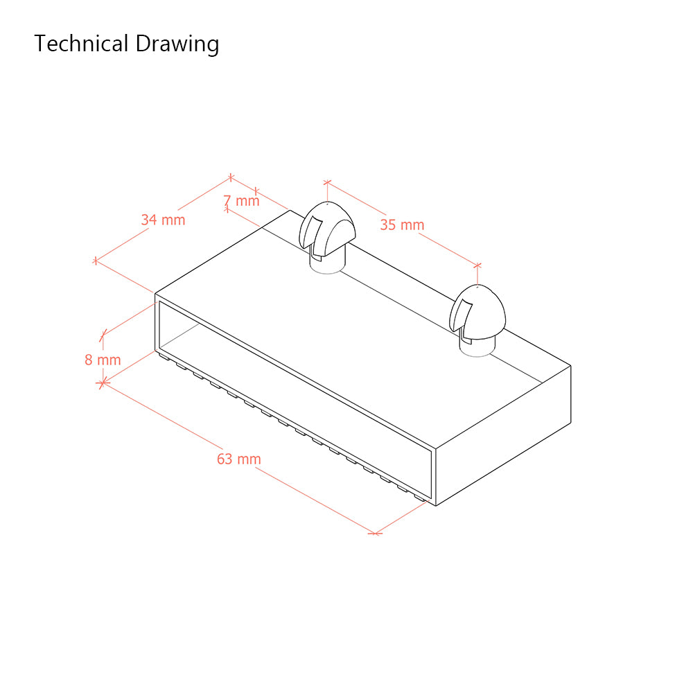 63mm x 8mm Sprung Bed Slat Cap Holder For Side Rails | 2 Prongs (35mm Prong Centres)