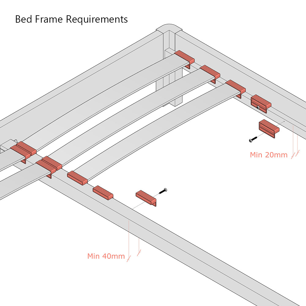 63mm x 8mm Sprung Bed Slat Cap Holder with Lip