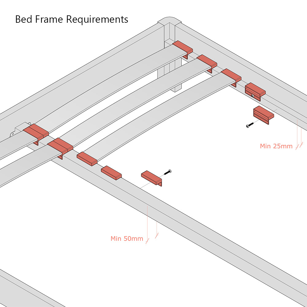 70mm x 12mm Sprung Bed Slat Cap Holder with Lip