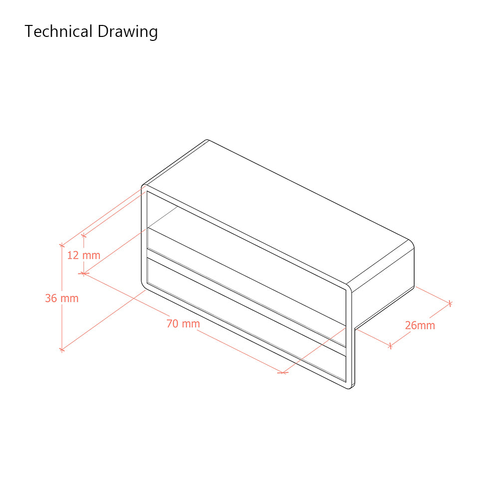 70mm x 12mm Sprung Bed Slat Cap Holder with Lip