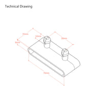 70mm x 8mm Side-Mount Bed Slat Holders - 2 Prong - 38mm Centres - V2