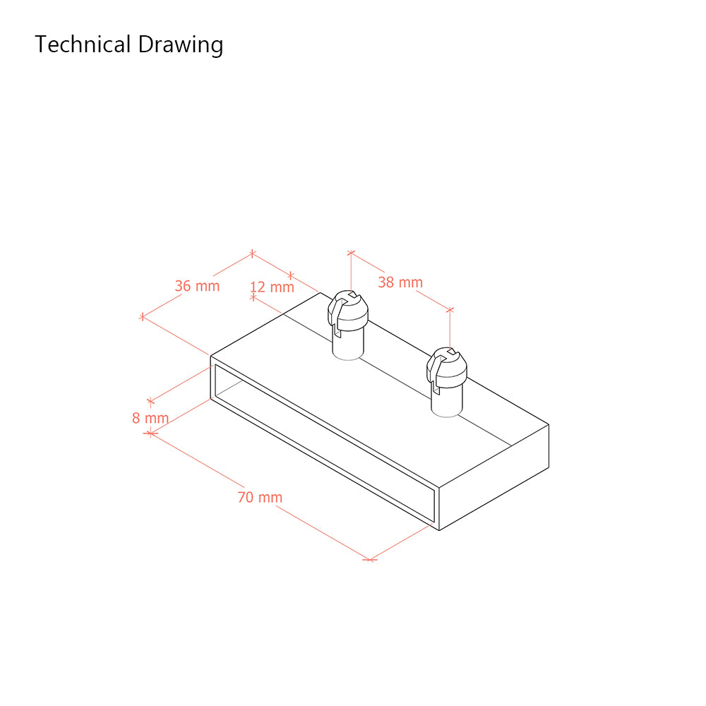 70mm x 8mm Sprung Bed Slat Cap Holders Sides| 2 Prongs (38mm Prong Centres)