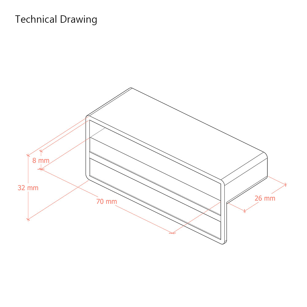 70mm x 8mm Sprung Bed Slat Cap Holder with Lip