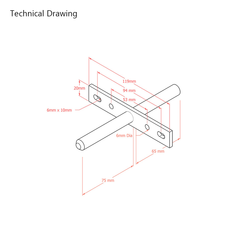 75mm Heavy Duty Long Concealed / Invisible / Hidden Floating Shelf Support Bracket