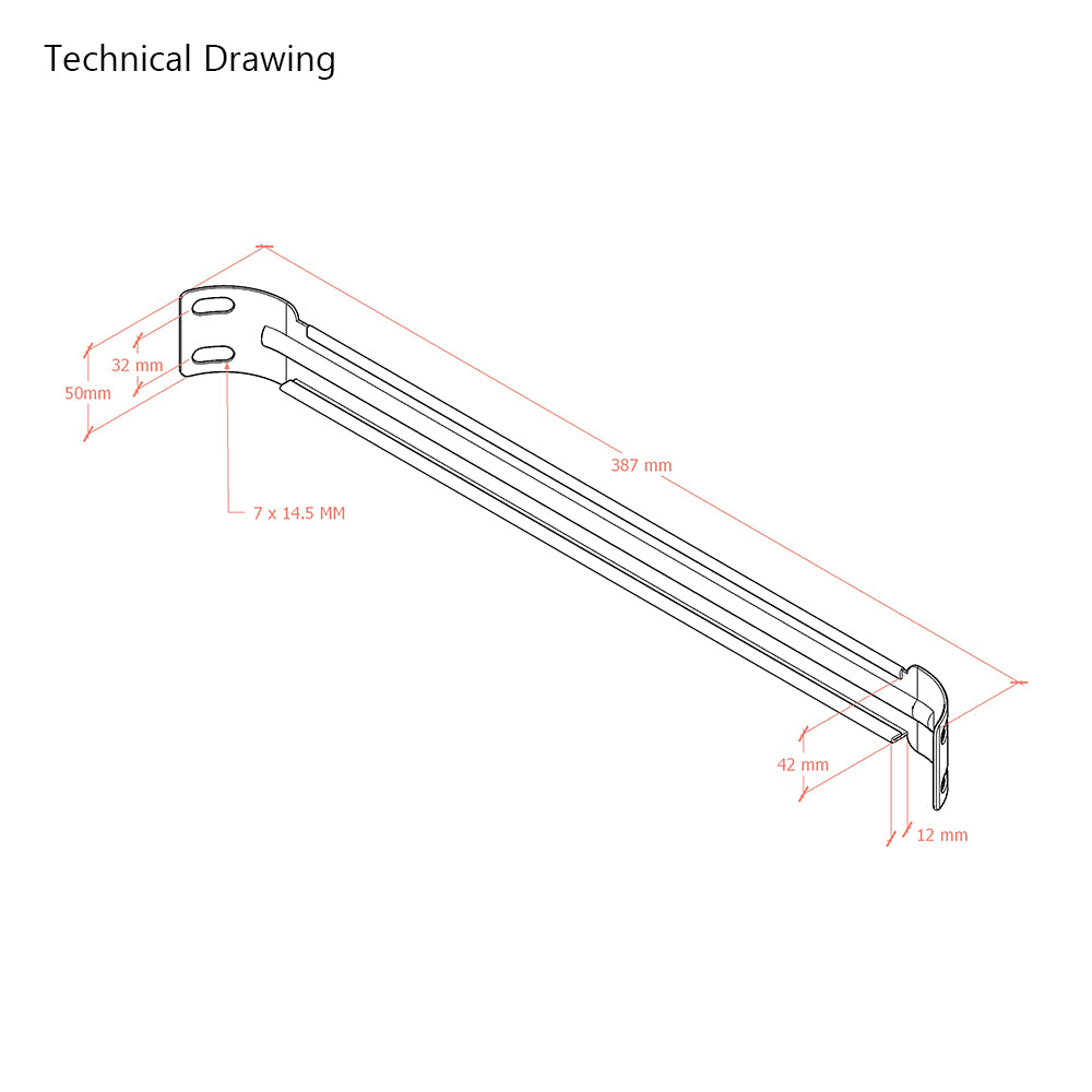 90 Degree Bed Corner Brace Supporting Brackets - 387mm  (Set of 4)