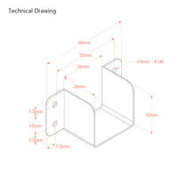 Bed Centre Rail Support Bracket for 35mm centre rails - U Shaped