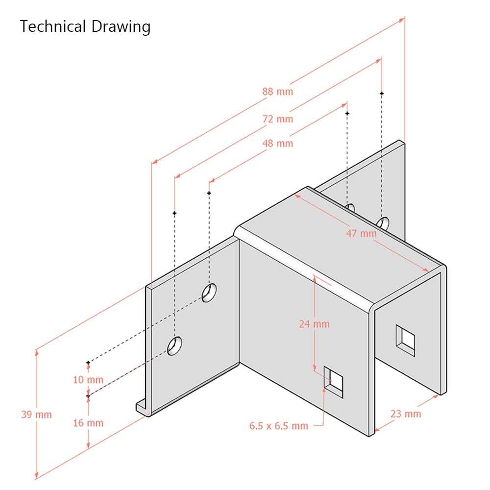 Bed Plinth Bracket for Floating Beds 23mm (Pair)