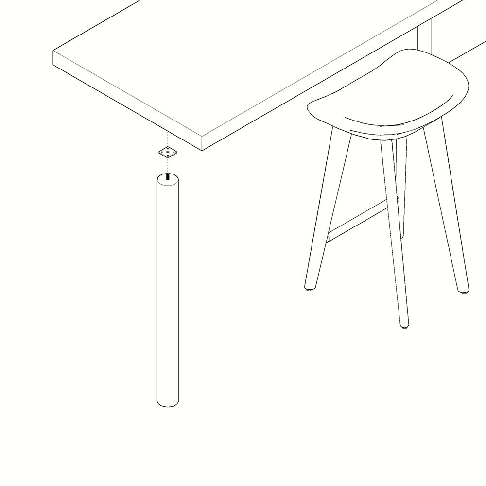 Square Solid Pine Wooden Breakfast Bar Support Legs